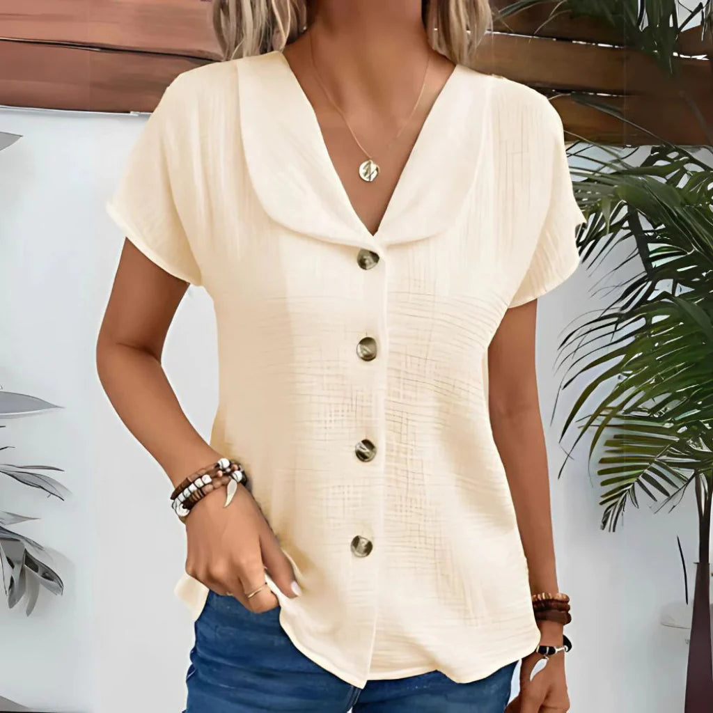 Blusa da donna con colletto e chiusura a bottoni