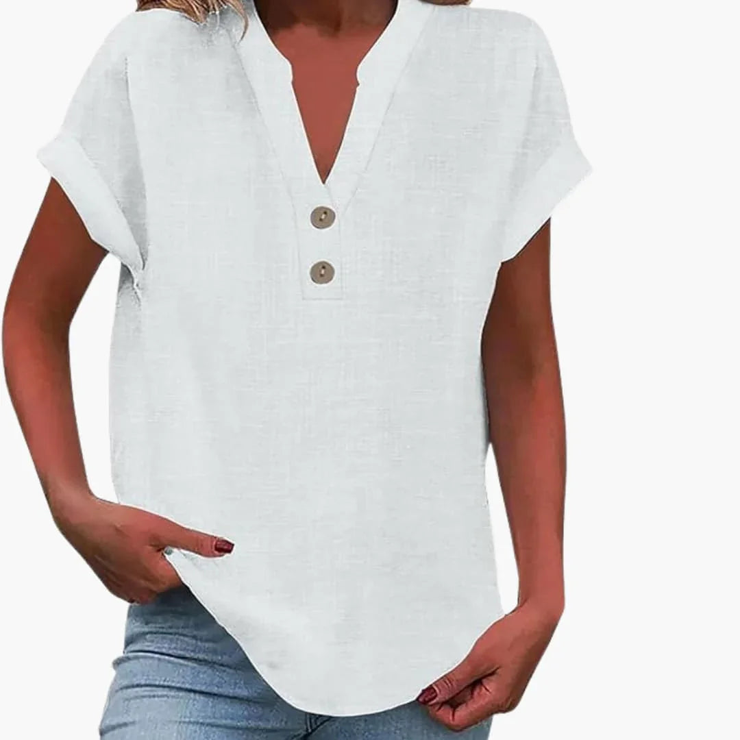 Blusa da Donna con Scollo a V e Maniche Corte
