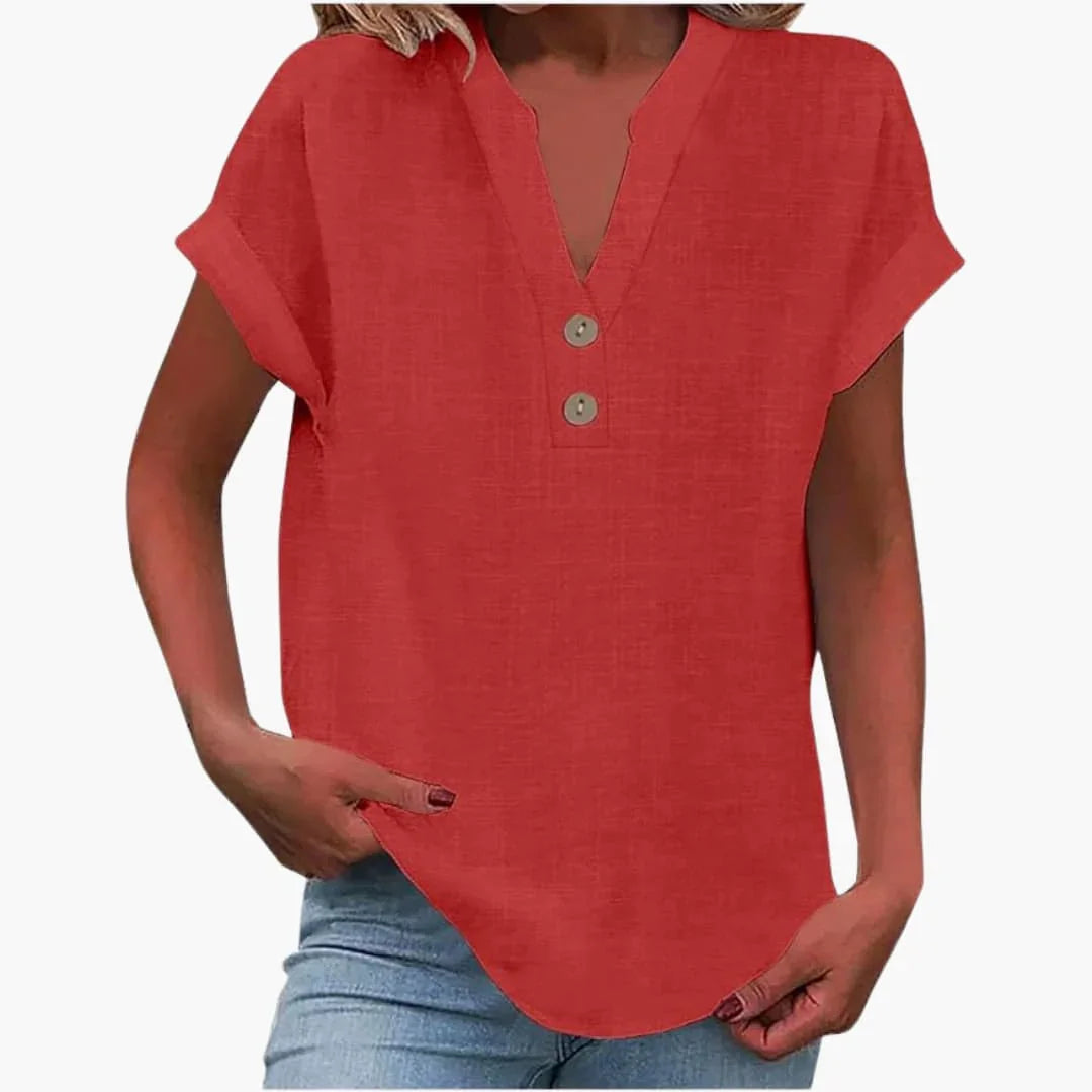 Blusa da Donna con Scollo a V e Maniche Corte