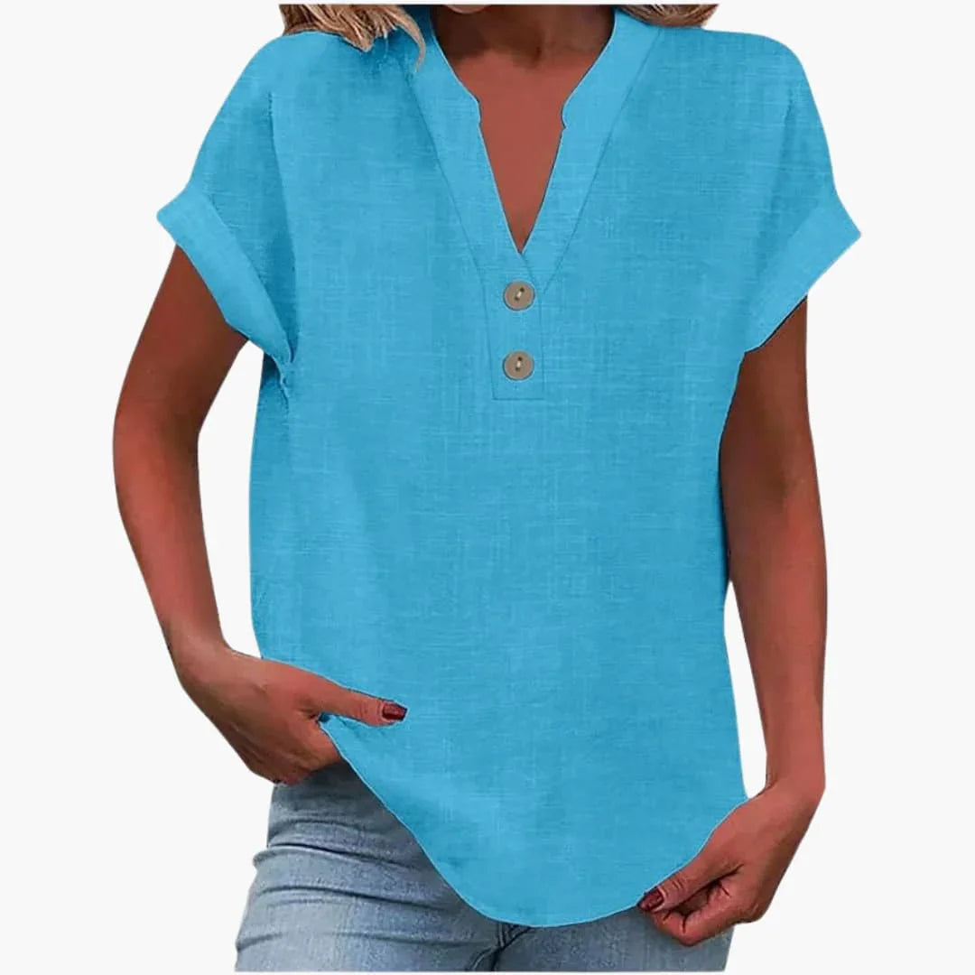 Blusa da Donna con Scollo a V e Maniche Corte