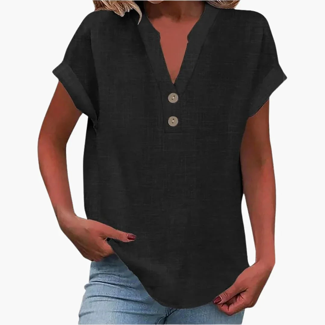 Blusa da Donna con Scollo a V e Maniche Corte