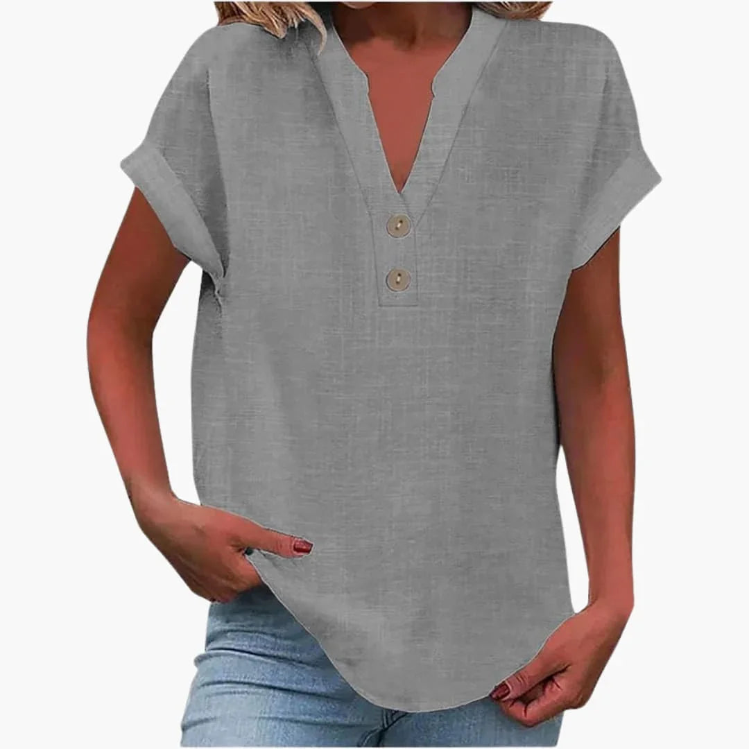 Blusa da Donna con Scollo a V e Maniche Corte