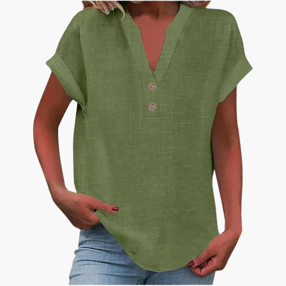Blusa da Donna con Scollo a V e Maniche Corte
