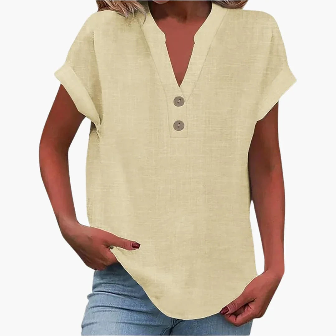Blusa da Donna con Scollo a V e Maniche Corte