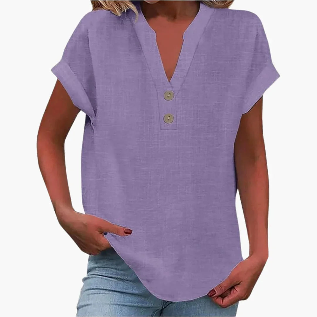 Blusa da Donna con Scollo a V e Maniche Corte
