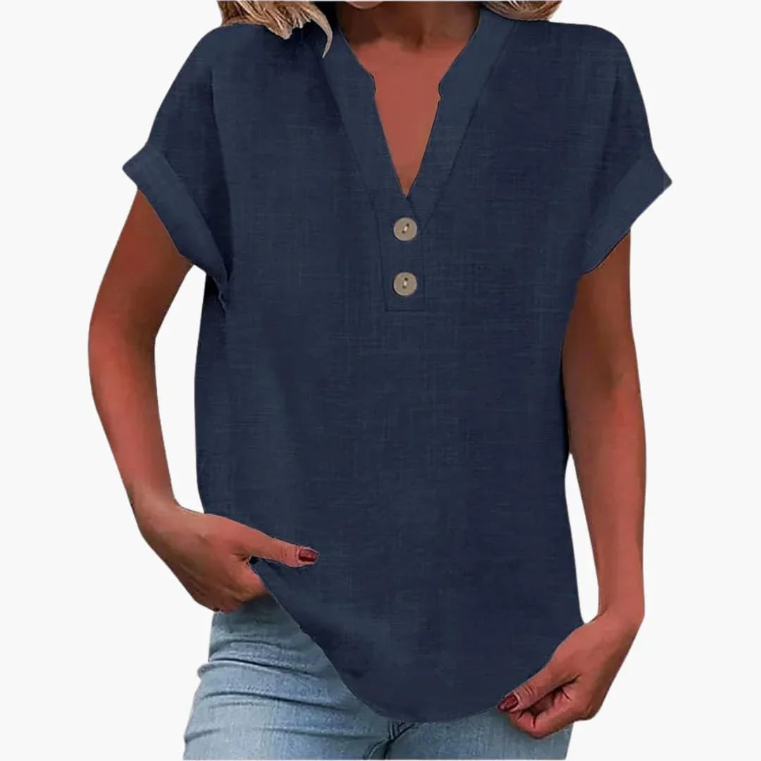 Blusa da Donna con Scollo a V e Maniche Corte