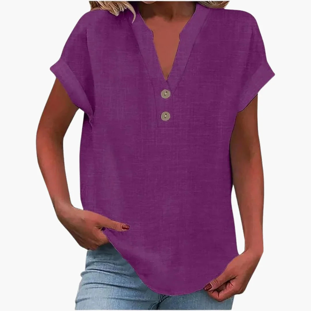Blusa da Donna con Scollo a V e Maniche Corte