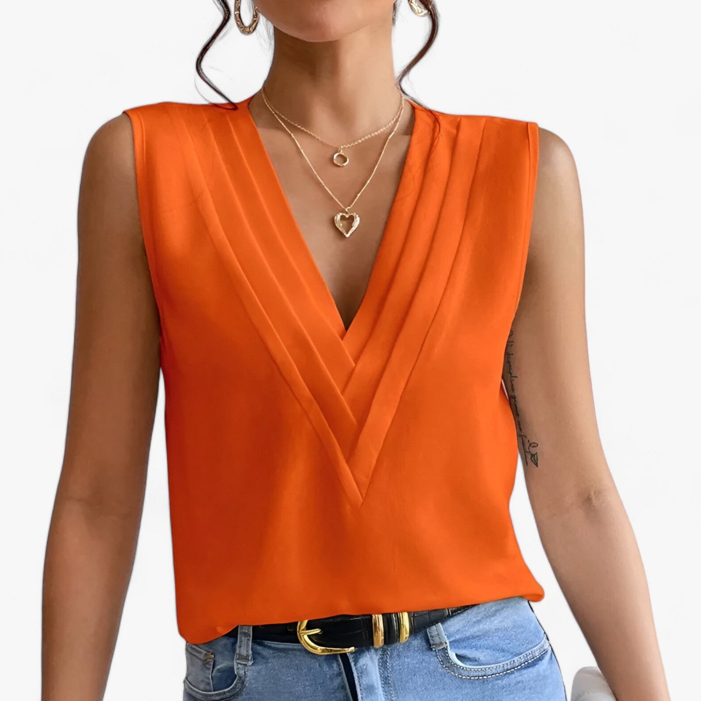 Blusa da Donna con Scollo a V - Senza Maniche, Elegante e Comoda