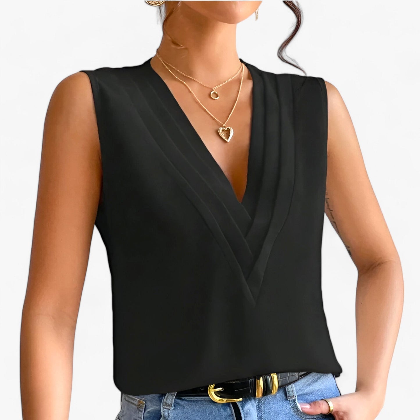 Blusa da Donna con Scollo a V - Senza Maniche, Elegante e Comoda