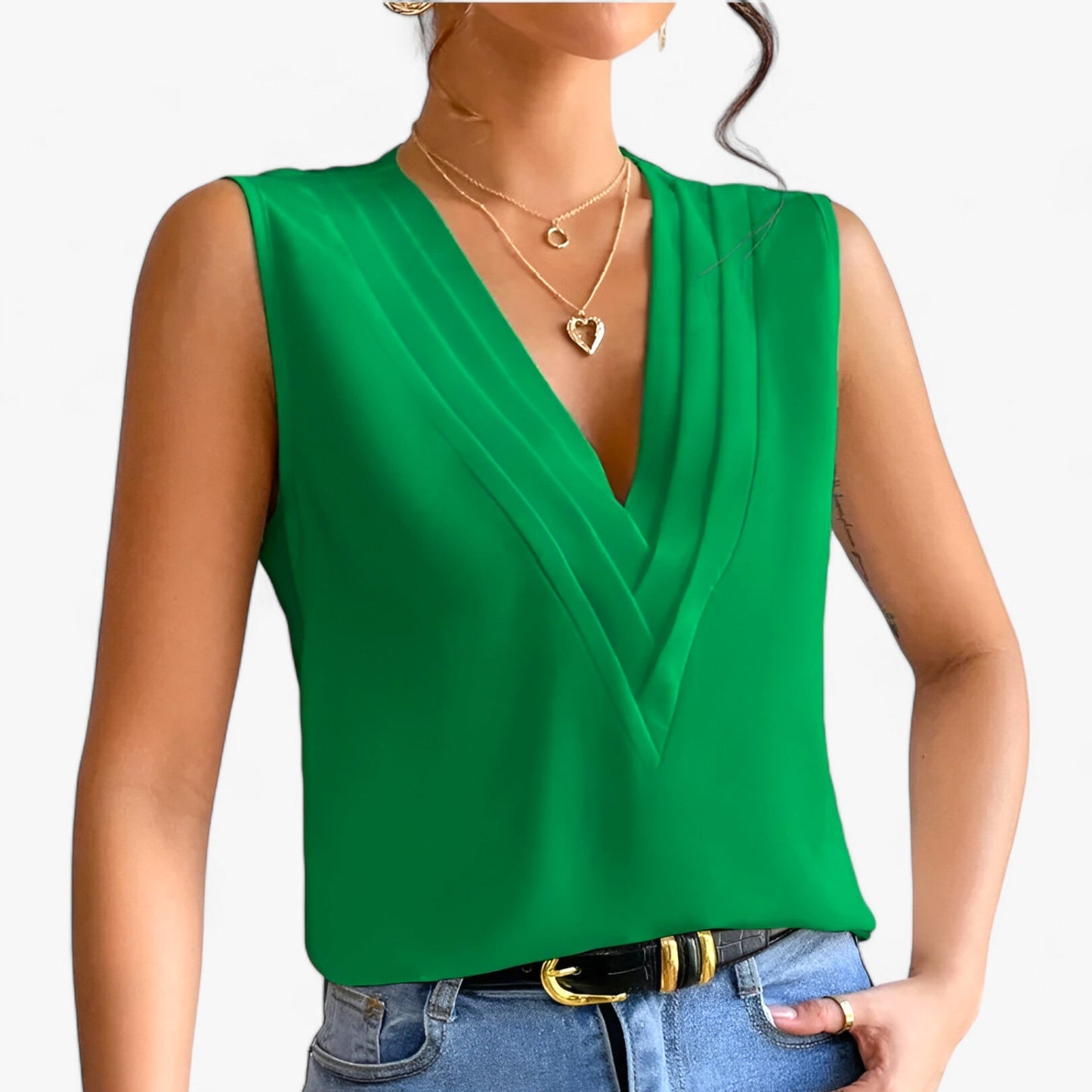 Blusa da Donna con Scollo a V - Senza Maniche, Elegante e Comoda