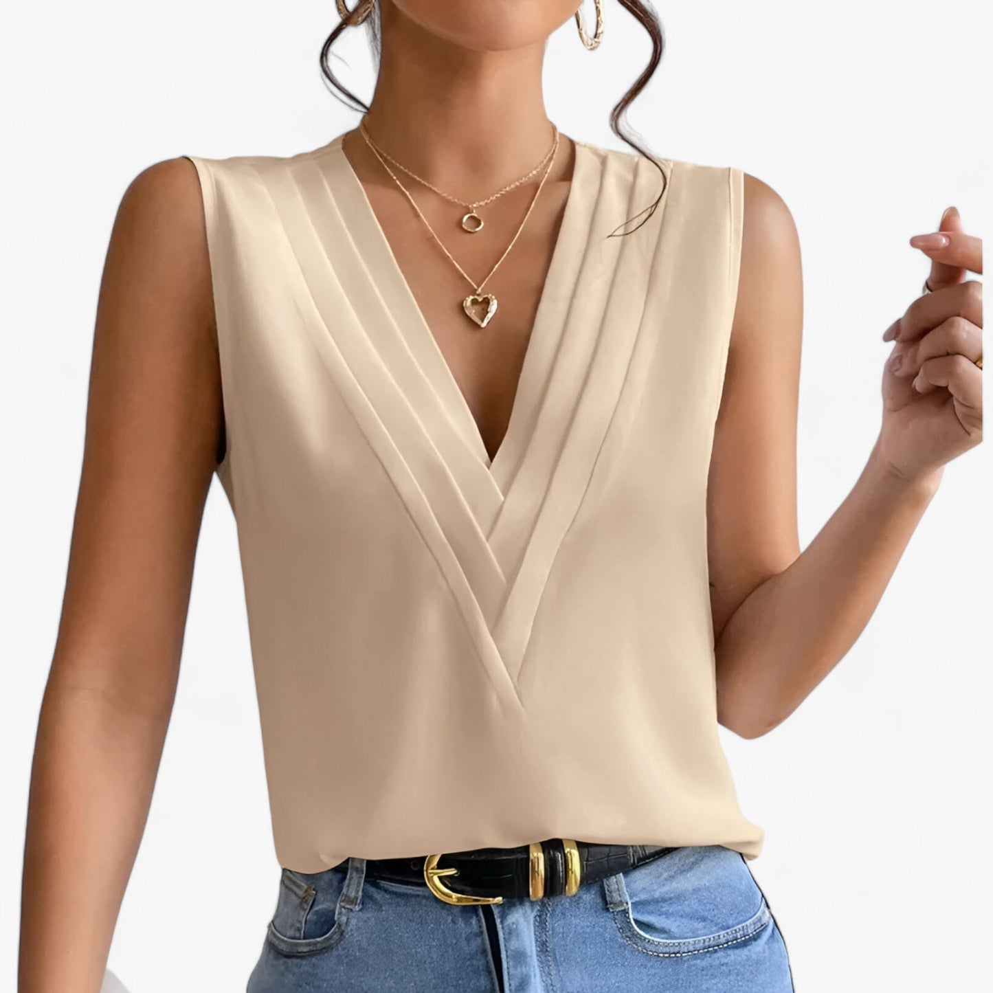 Blusa da Donna con Scollo a V - Senza Maniche, Elegante e Comoda