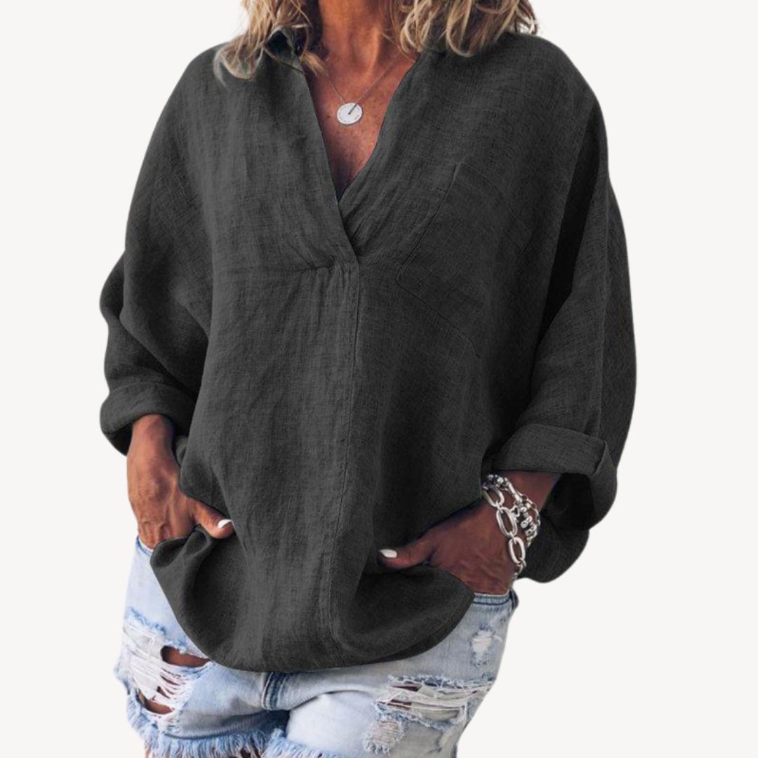Blusa da donna oversize con scollo a V