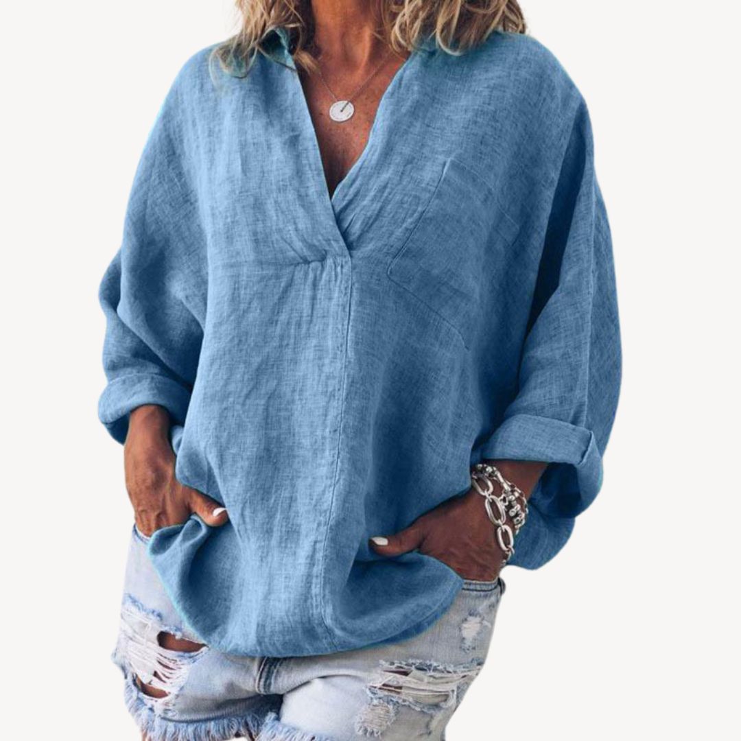 Blusa da donna oversize con scollo a V