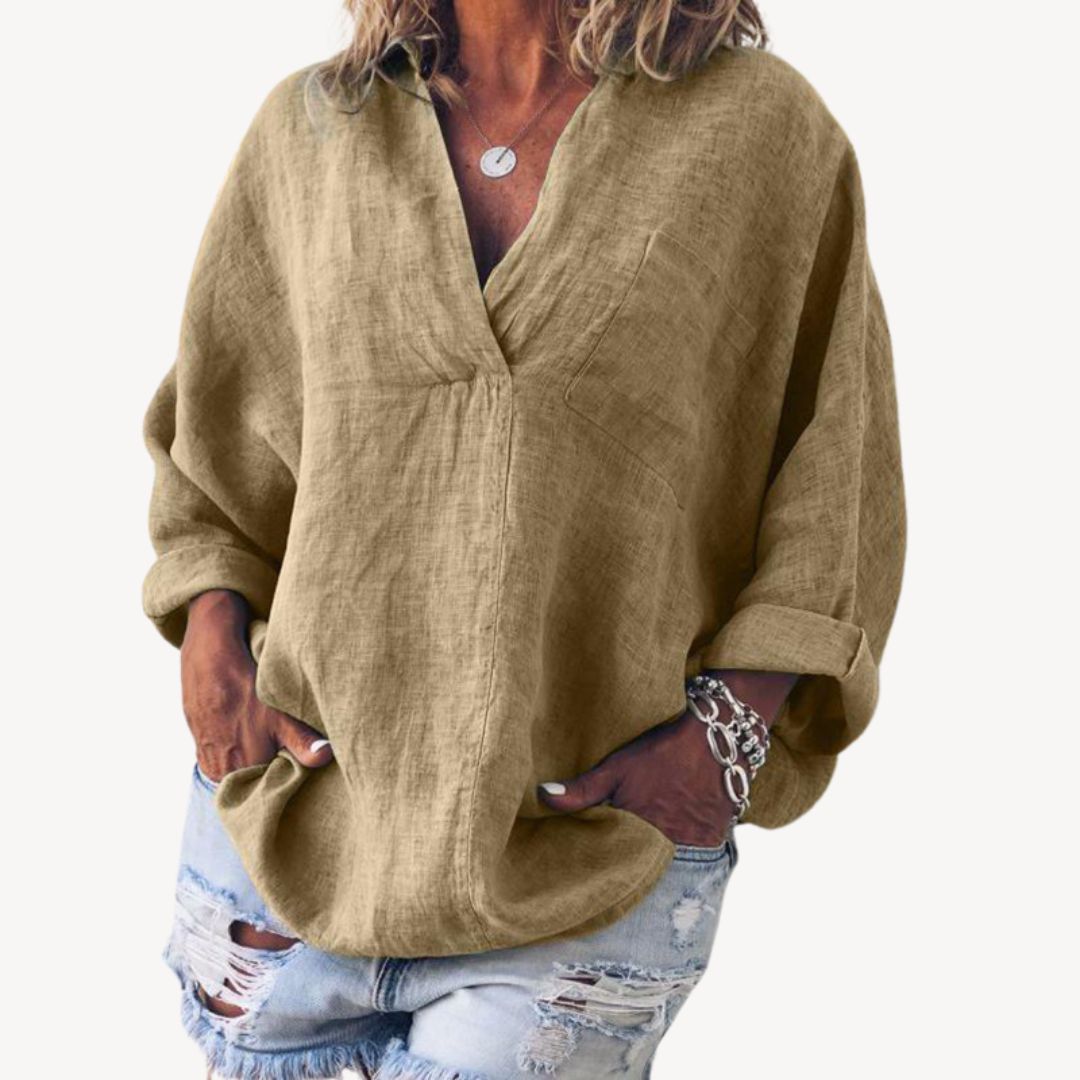 Blusa da donna oversize con scollo a V