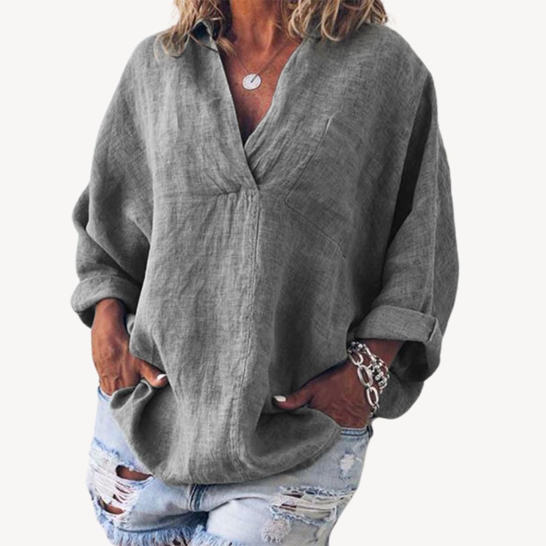 Blusa da donna oversize con scollo a V