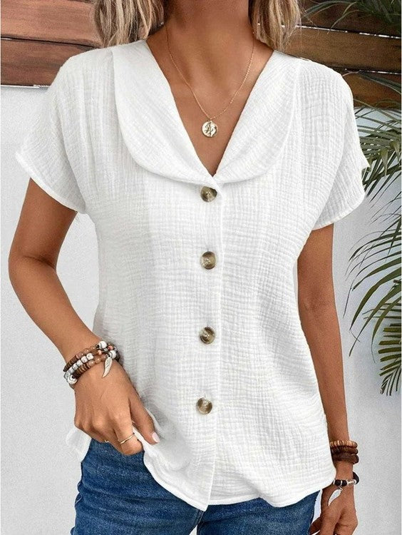 Blusa da donna strutturata con cannoncino dei bottoni