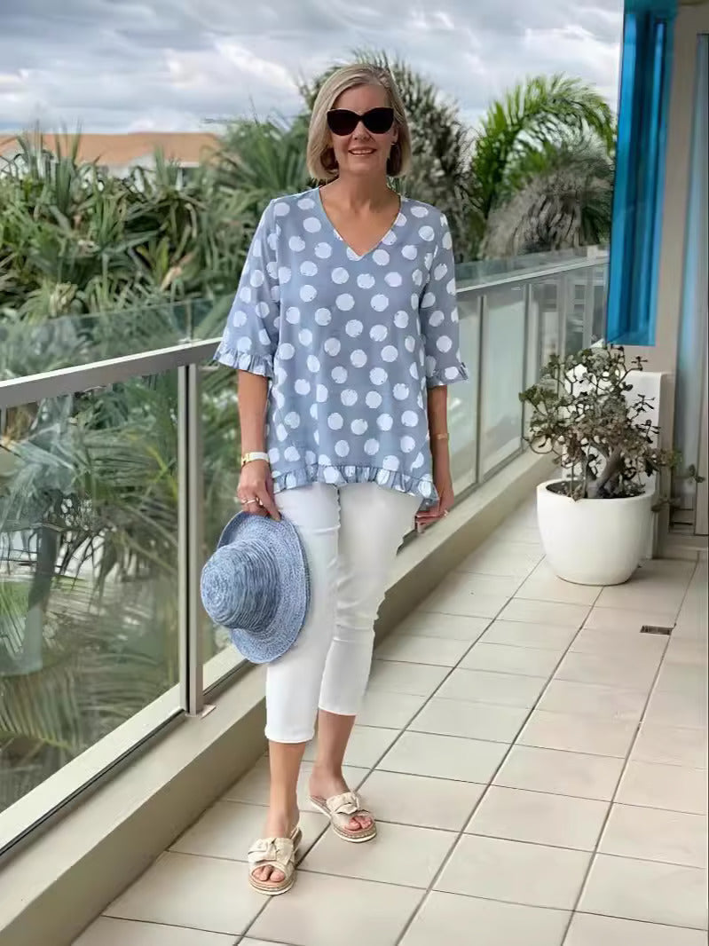 Blusa da Donna Vintage a Motivo dall'Eleganza Senza Tempo