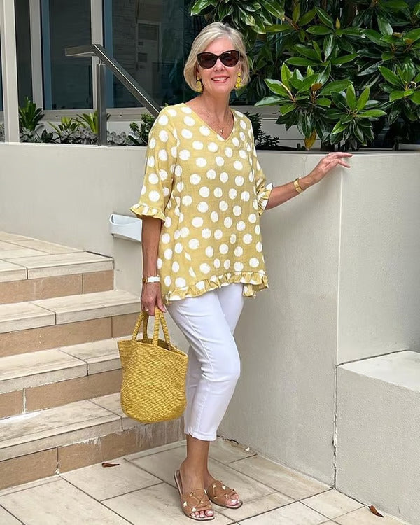 Blusa da Donna Vintage a Motivo dall'Eleganza Senza Tempo