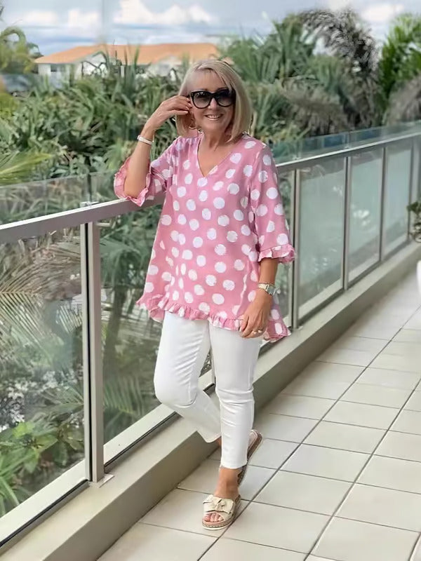 Blusa da Donna Vintage a Motivo dall'Eleganza Senza Tempo
