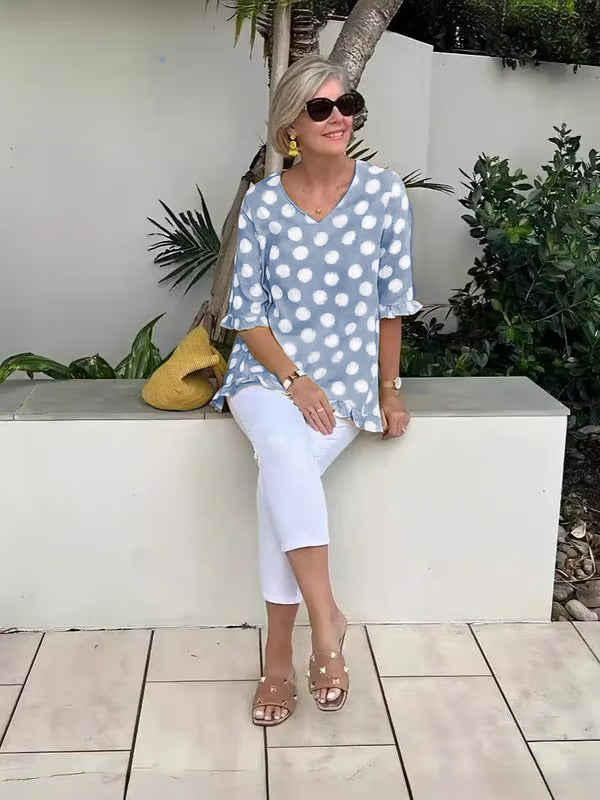 Blusa da Donna Vintage a Motivo dall'Eleganza Senza Tempo