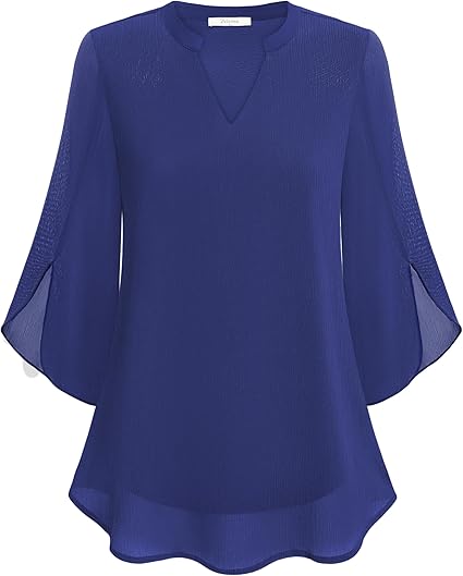 Blusa Elegante in Tessuto Fluido con Maniche a 3/4