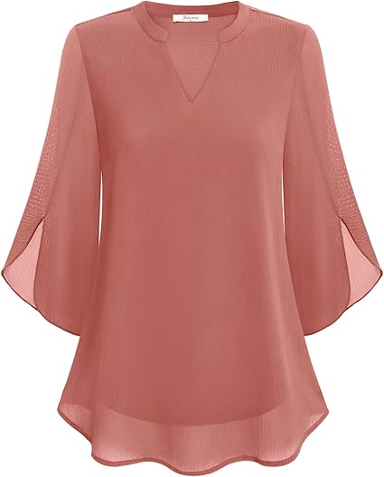 Blusa Elegante in Tessuto Fluido con Maniche a 3/4