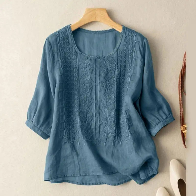 Blusa ricamata da donna vestibilità morbida