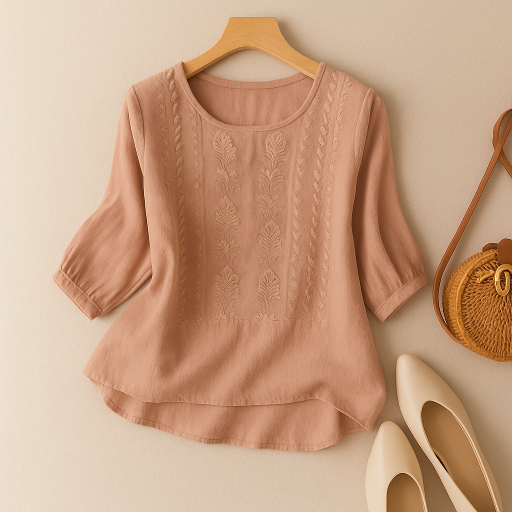 Blusa ricamata da donna vestibilità morbida