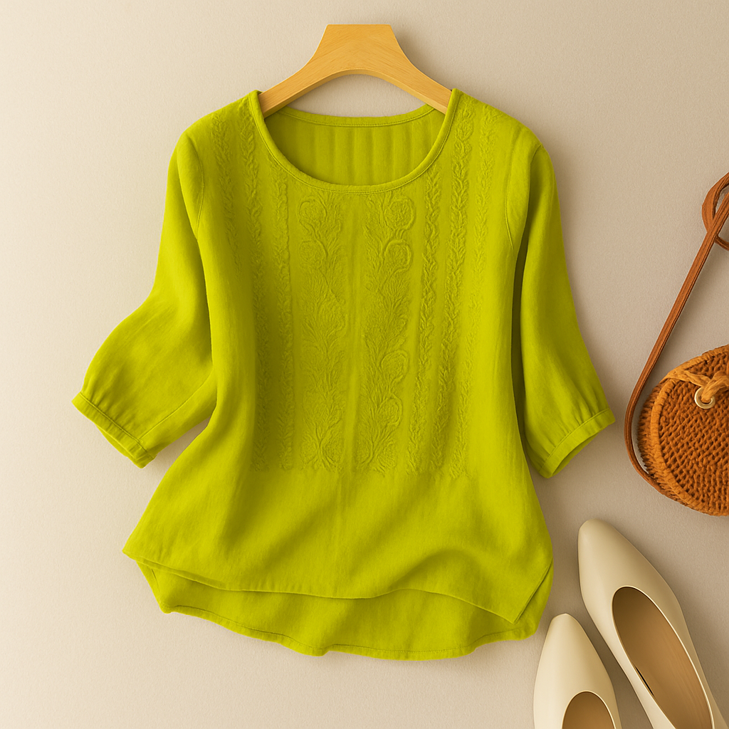 Blusa ricamata da donna vestibilità morbida