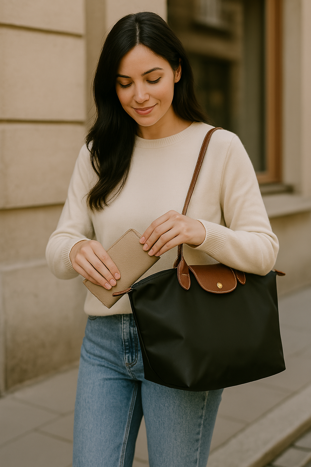 Borsa a mano versatile in ecopelle con finitura elegante