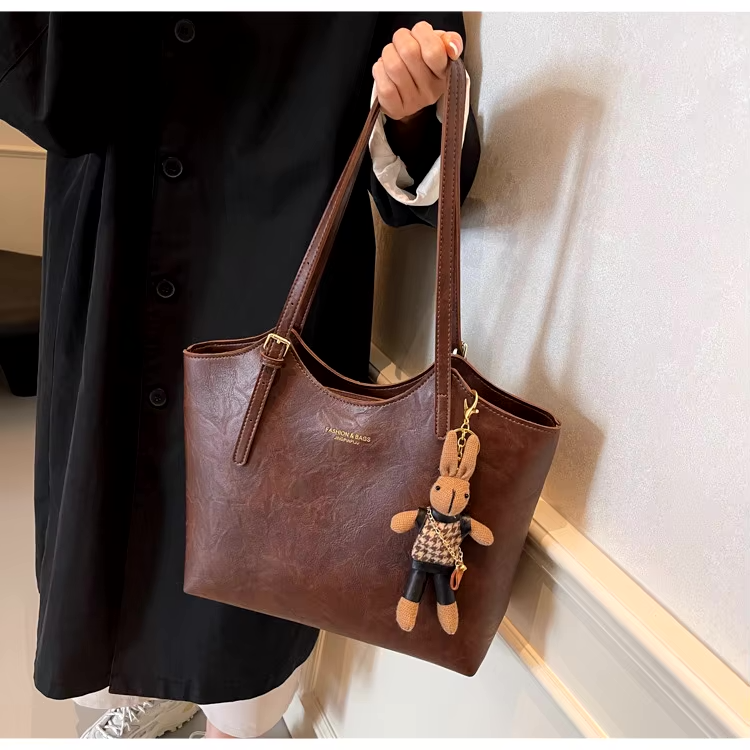 Borsa a Spalla da Donna Capiente con Doppio Manico