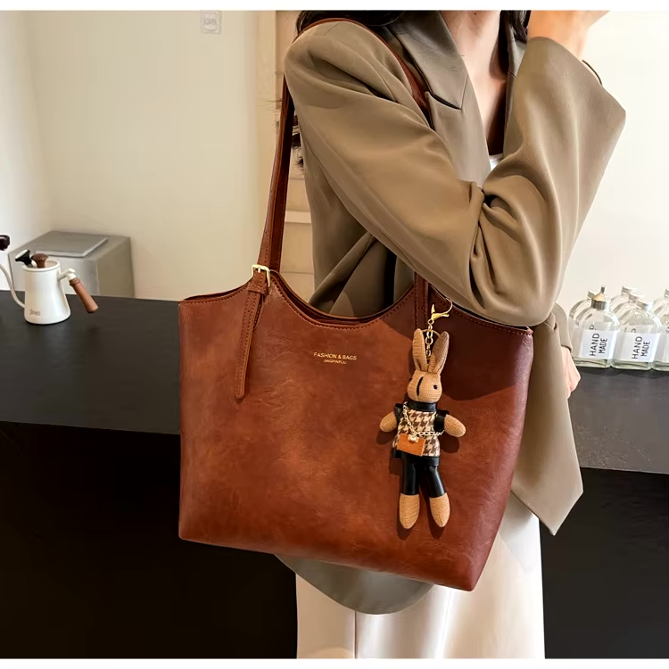 Borsa a Spalla da Donna Capiente con Doppio Manico