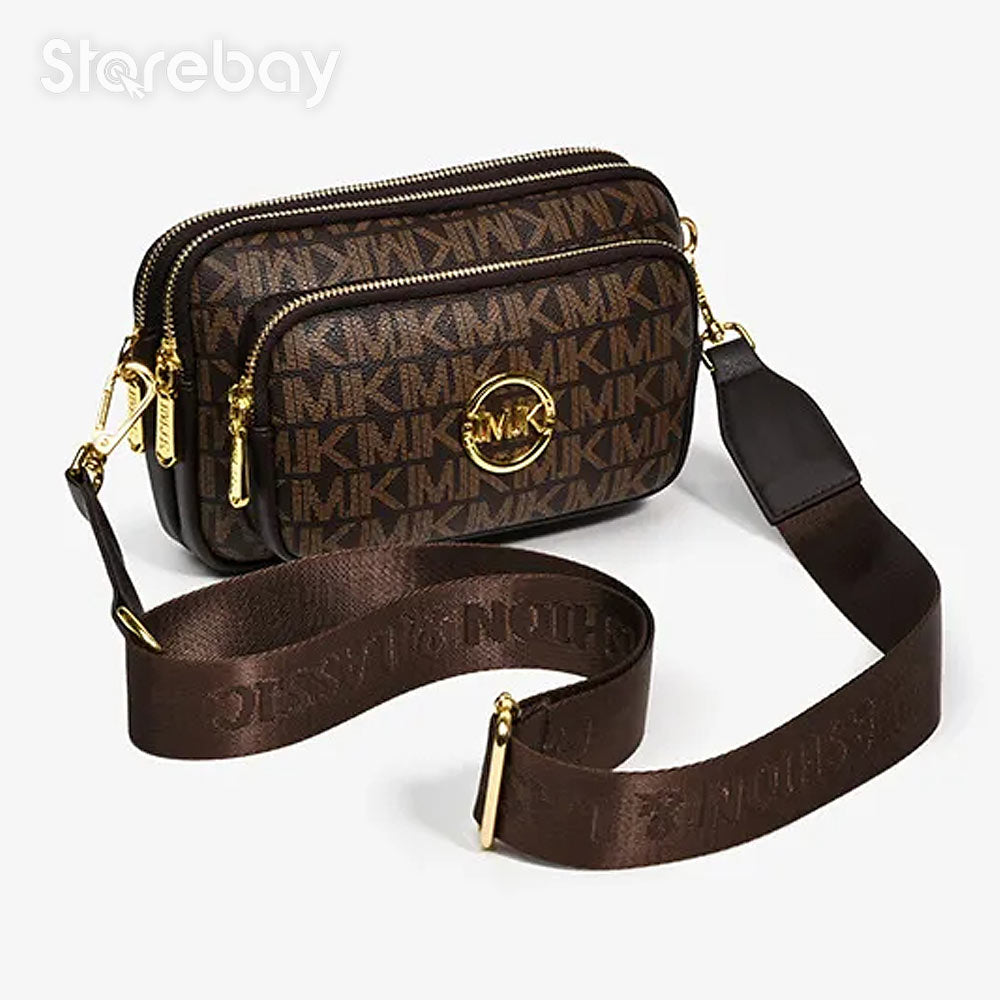 Borsa a tracolla da donna con monogramma e dettaglio catena