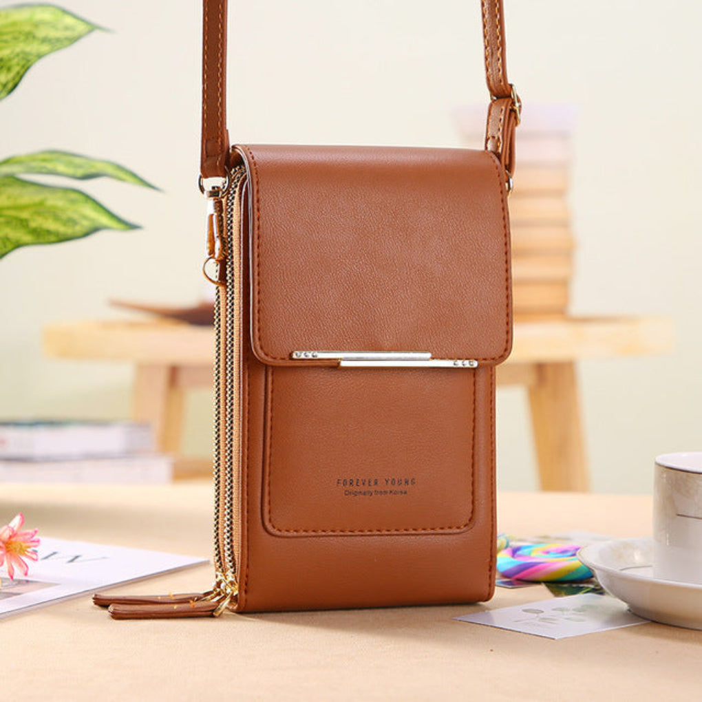 Borsa a tracolla da donna per cellulare con tasca per schermo touch