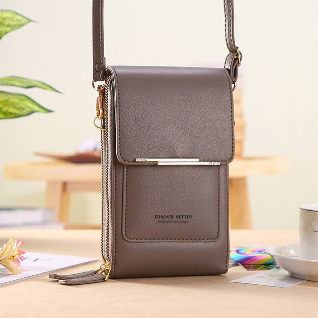 Borsa a tracolla da donna per cellulare con tasca per schermo touch