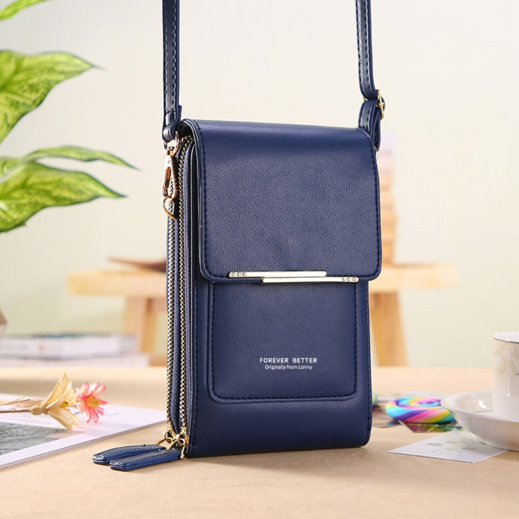 Borsa a tracolla da donna per cellulare con tasca per schermo touch