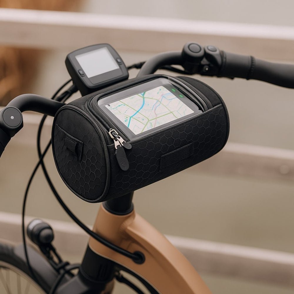 Borsa da manubrio per bicicletta con supporto per telefono – portaoggetti impermeabile per piccoli oggetti