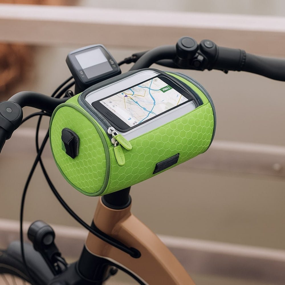 Borsa da manubrio per bicicletta con supporto per telefono – portaoggetti impermeabile per piccoli oggetti
