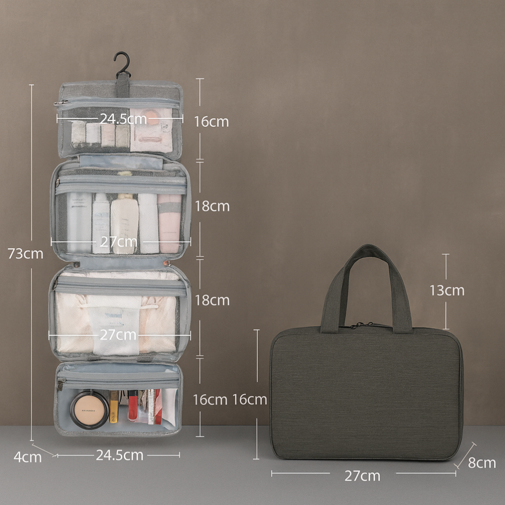 Borsa da toilette da appendere con scomparti multipli