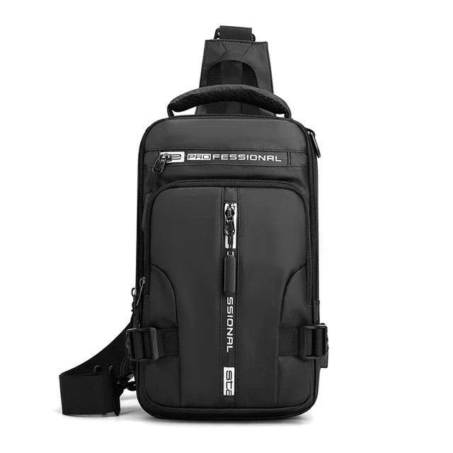 Borsa Monospalla da Uomo, Impermeabile e di Sicurezza con Porta di Ricarica USB
