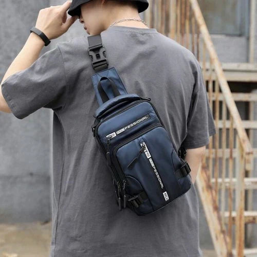 Borsa Monospalla da Uomo, Impermeabile e di Sicurezza con Porta di Ricarica USB