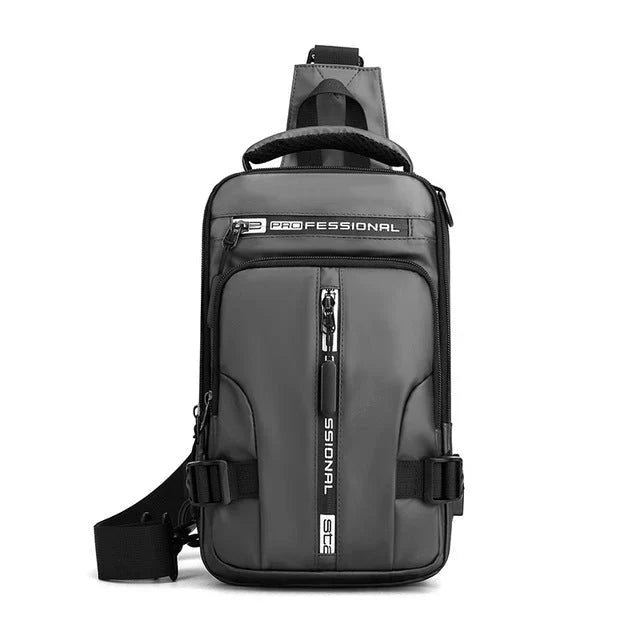 Borsa Monospalla da Uomo, Impermeabile e di Sicurezza con Porta di Ricarica USB