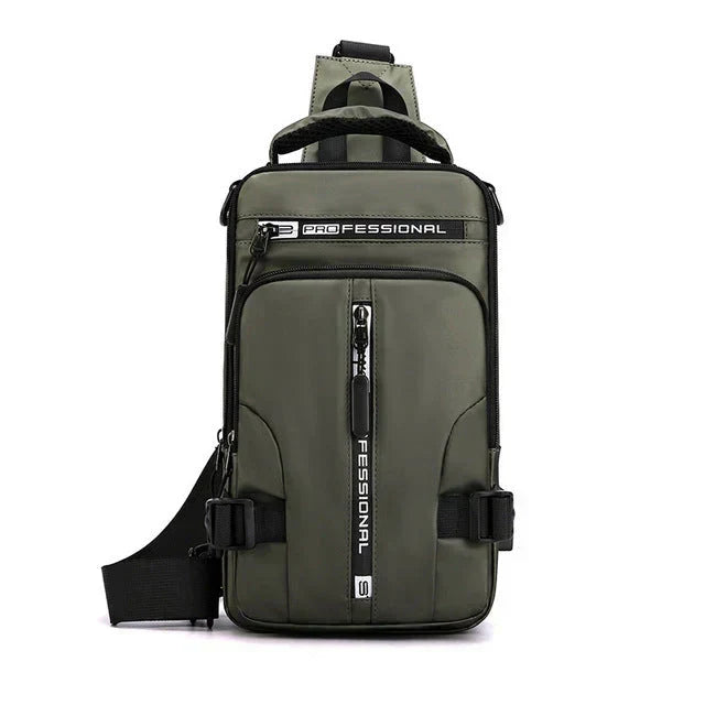 Borsa Monospalla da Uomo, Impermeabile e di Sicurezza con Porta di Ricarica USB