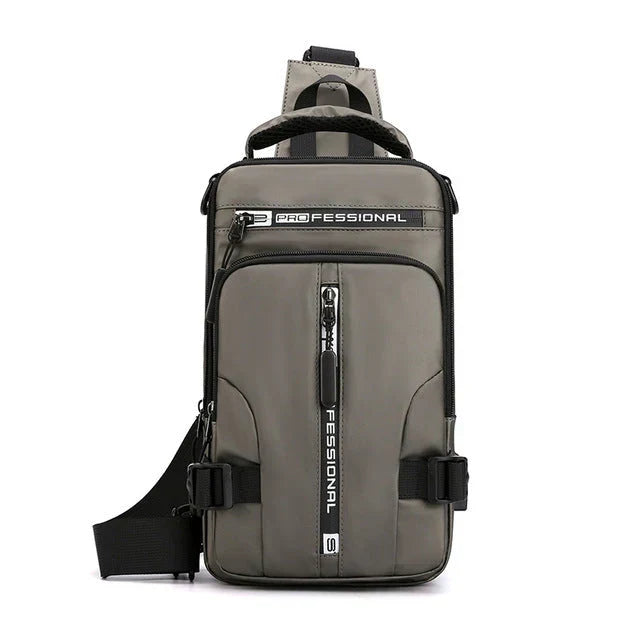 Borsa Monospalla da Uomo, Impermeabile e di Sicurezza con Porta di Ricarica USB
