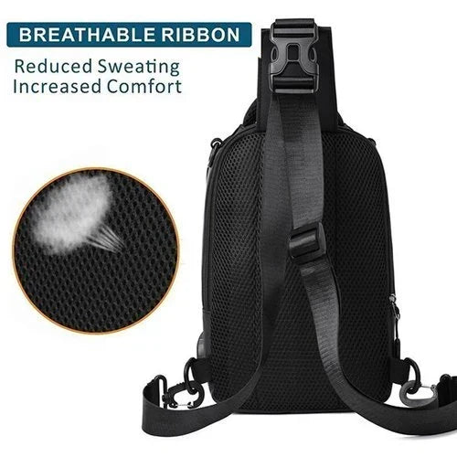 Borsa Monospalla da Uomo, Impermeabile e di Sicurezza con Porta di Ricarica USB