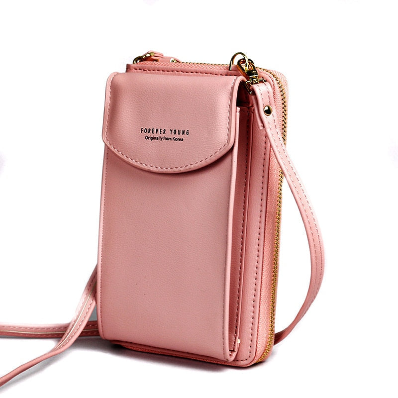 Borsa porta cellulare e portafoglio da donna a tracolla