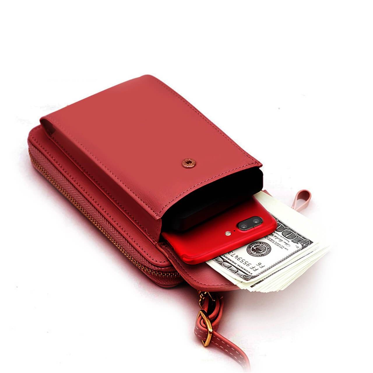 Borsa porta cellulare e portafoglio da donna a tracolla