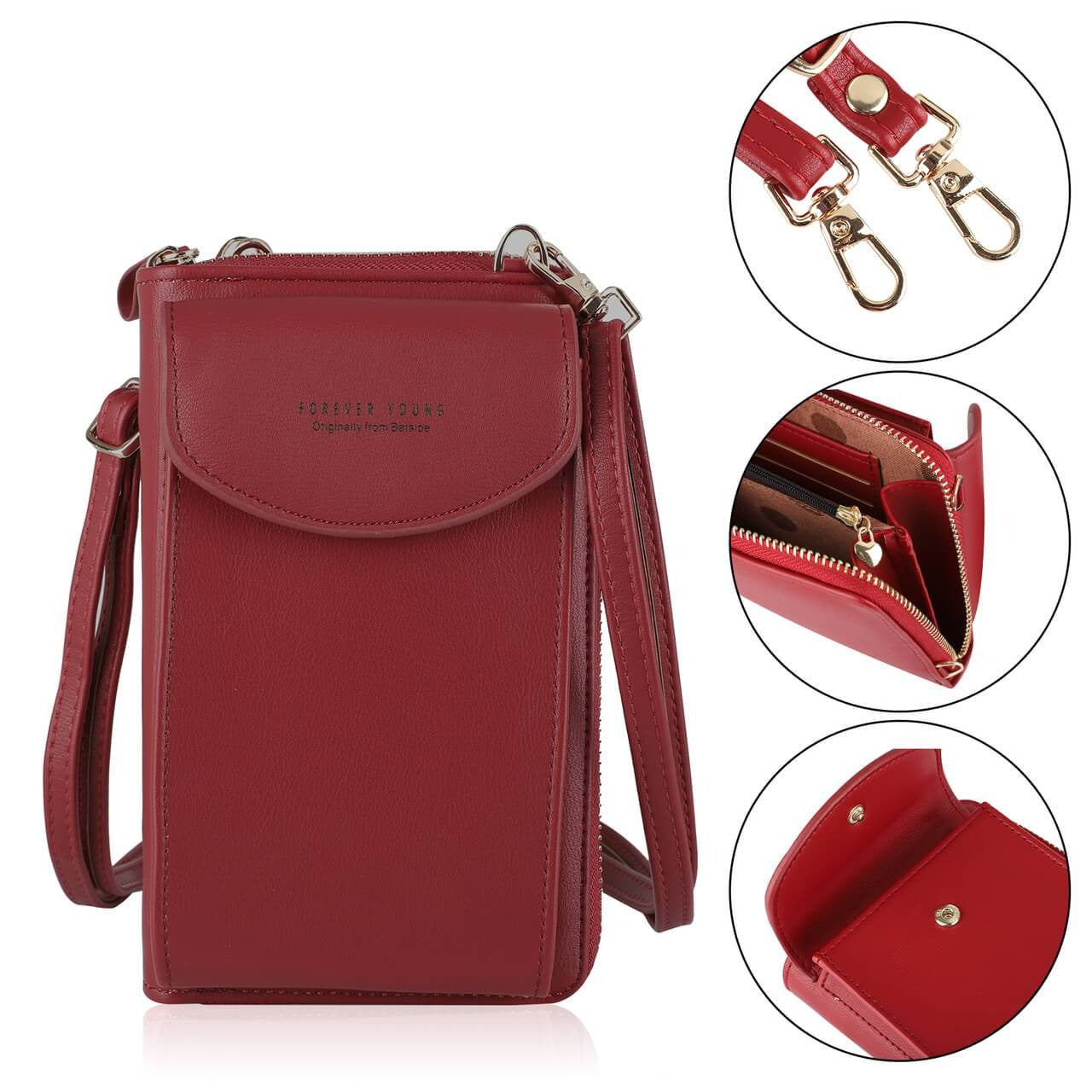 Borsa porta cellulare e portafoglio da donna a tracolla