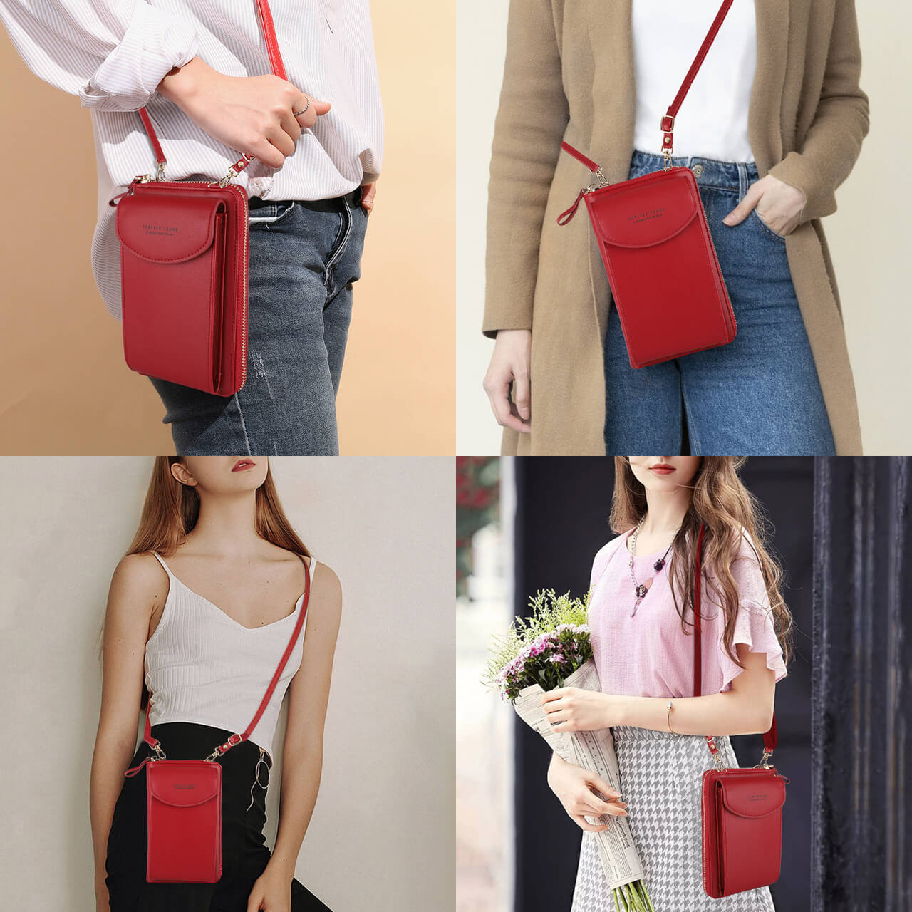 Borsa porta cellulare e portafoglio da donna a tracolla