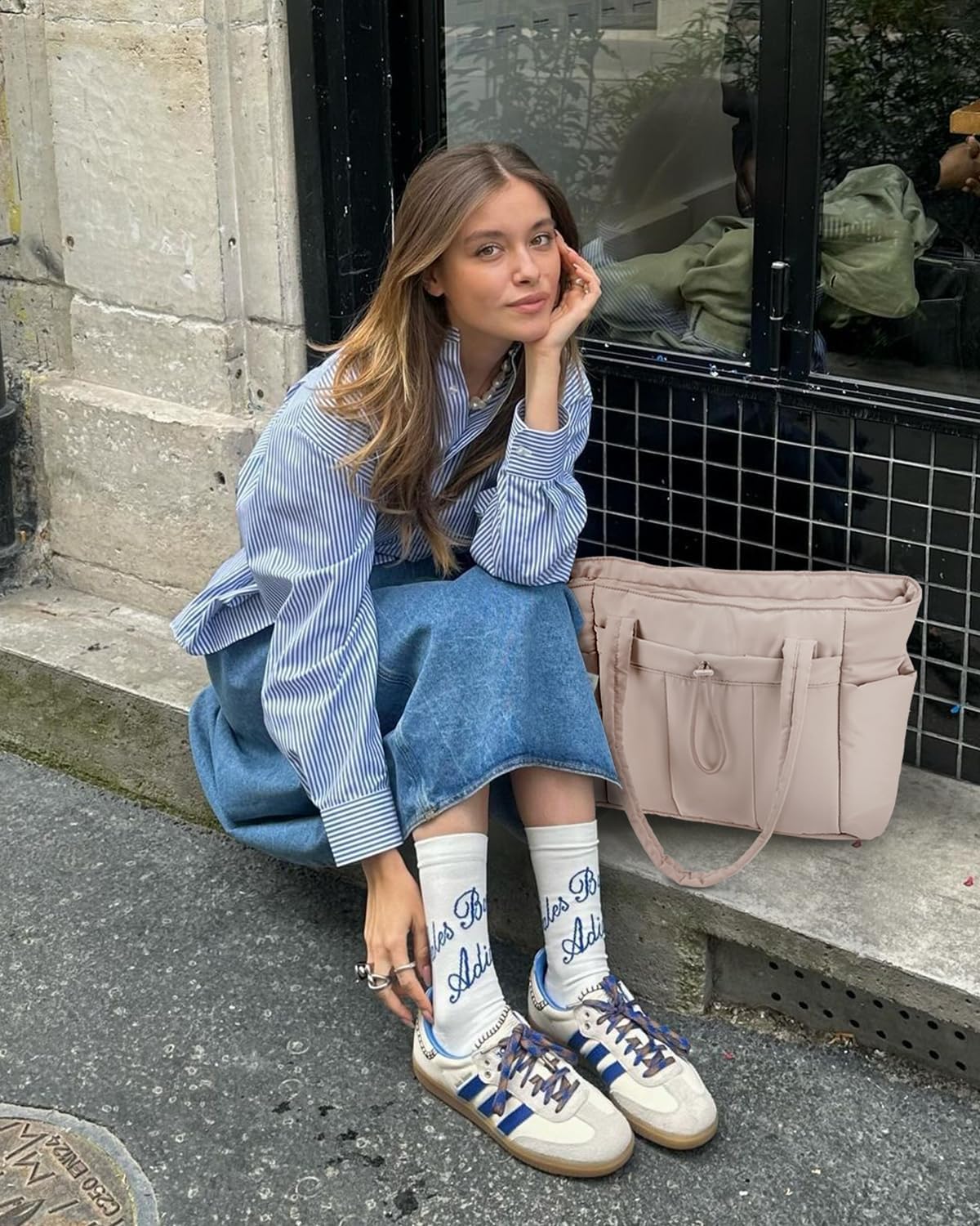 Borsa Tote Imbottita Trapuntata con Scomparto Laptop e Porta Bicchiere